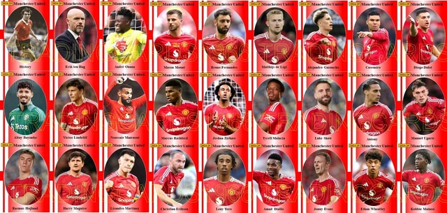 MANCHESTER UNITED 2024-25 Football squad trading cards Please read ...