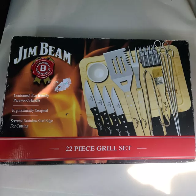 Jim Beam JB0156 Soft Grip Handle Grilling Tools Set (5-Piece)