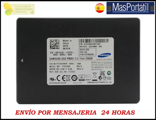 DISCO DURO SOLIDO SSD SATA 2,5" 256GB  SAMSUNG (6Gbps)  PARA PORTATIL