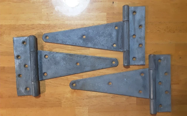 3 Antique Stanley 12.25" Heavy Duty Gate / Barn Door T-Hinge / Strap Hinges