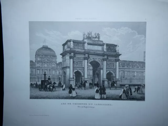 mid-19th century triumphal arch engraving of the carousel paris Chamouin