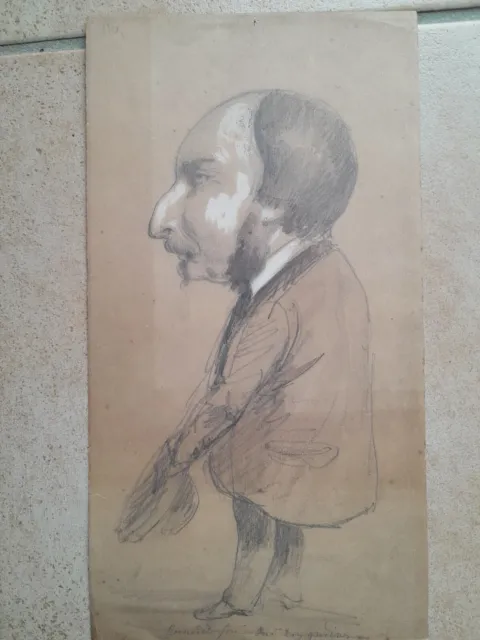 dessin ancien 19ème portrait d'homme étude caricature