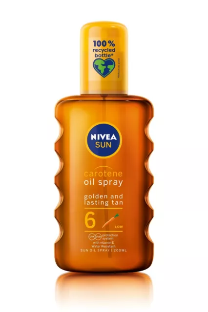 Nivea Sun Carotene Oil Spray SPF-6 - Golden Long Lasting Tan Vitamin E - 200 ml