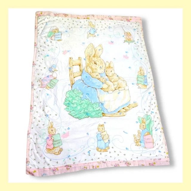 ❤️Peter Rabit Happy Baby Crib Quilt Blanket Handmade❤️