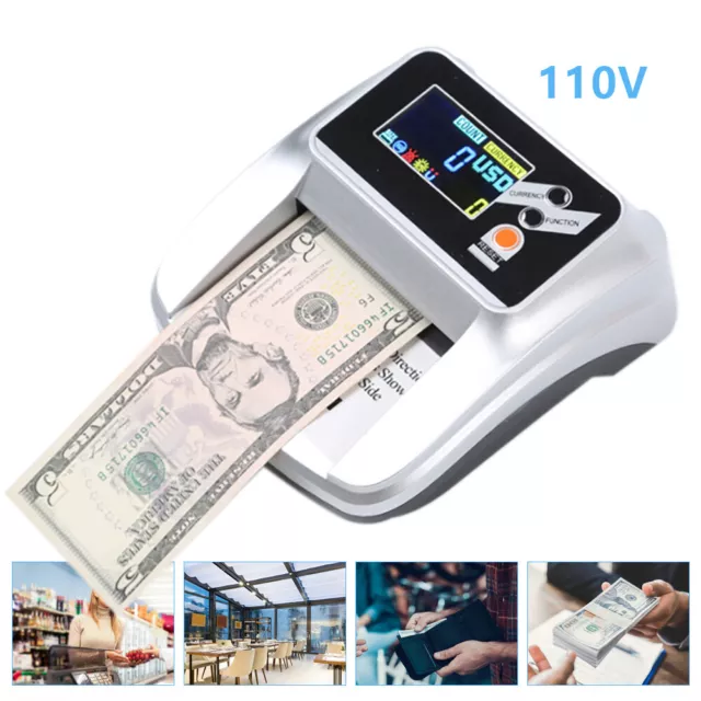Money Bill Counter Machine Cash Checking Counting Counterfeit Detector Tester US