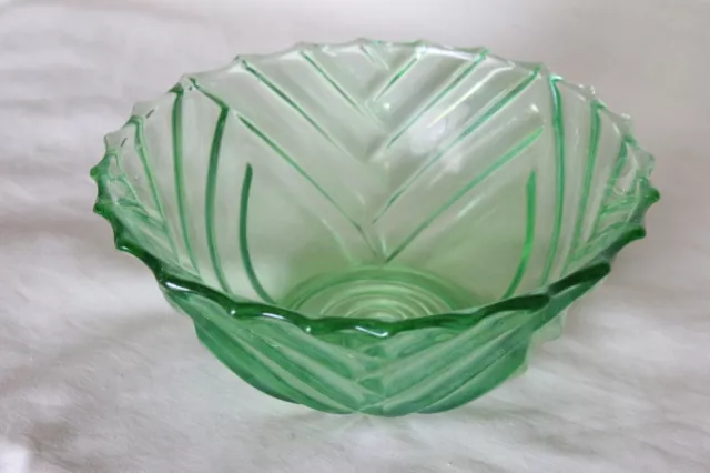 Art Deco Green Glass Bowl by Val Saint Lambert