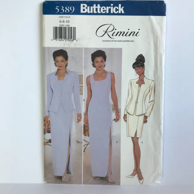 Butterick 5389 Misses Sz 6-10 Lined Jacket & Dress Sewing Pattern FF UNCUT