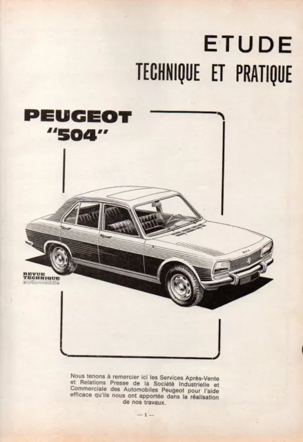 ▬►RTA REVUE TECHNIQUE  AUTOMOBILE de 1969  --- PEUGEOT 504  --- SALON AUTO 1969