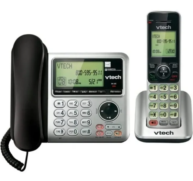 VTech CS6649 Expandable Corded/Cordless Phone System with Answering...