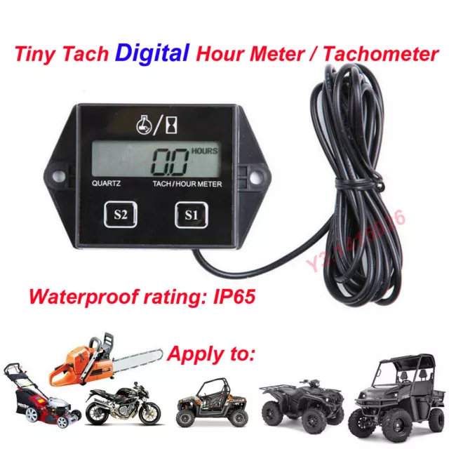 Tiny Tach Digital Hour Meter / Tachometer for Marine Spark Mower Engine Motor