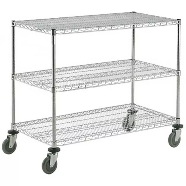 Nexel Adjustable Chrome Wire Shelf Cart 3 Shelves 800 Lb. Capacity 36"L x 18"W x