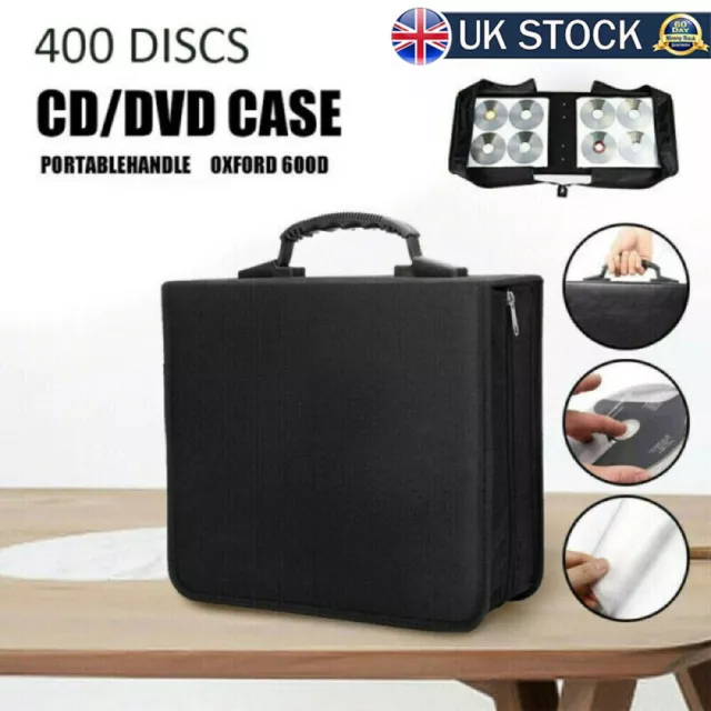 CD DVD Zipper Storage Bag 400 Disc Case Box Album Holder Large Capacity Portable 3