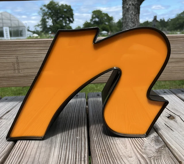 Orange N CHANNEL LETTER with NEON TUBE vtg ELECTRIC EXTERIOR SIGN Vintage