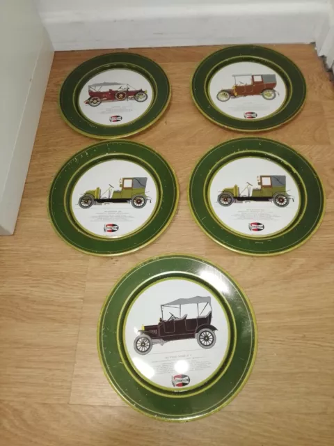 Lot x5 petites assiettes publicitaire CHAMPION voiture ancienne made France tôle