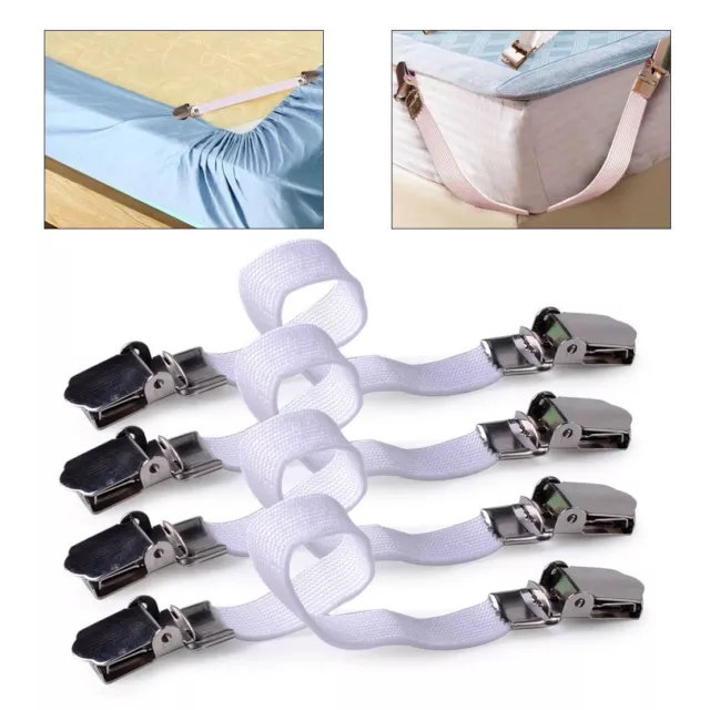 4x Adjustable Sheet Straps Clips Grippers Mattress Cover Sheet Bed Suspenders Be