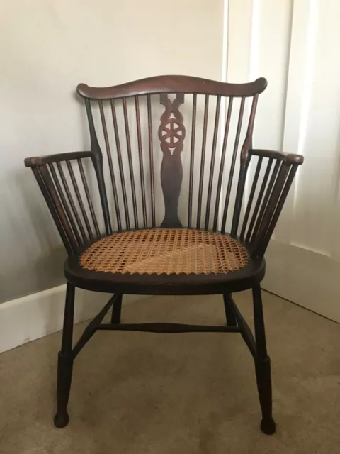 Edwardian Windsor Stick Back Chair With Cane Seat