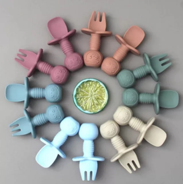 Soft Baby Feeding Silicone Spoon and Fork Led Weaning