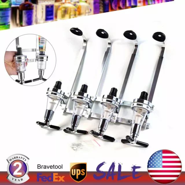 Wine Liquor Dispenser Wall Mount Stand Rack Beer Alcohol Holder Bar 4 Bottle