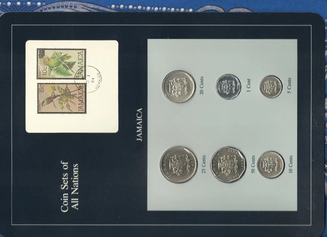Coin Sets of All Nations Jamaica wcard 1973-1980 UNC 20,10,5 cents FM(M) 1 FM(U)