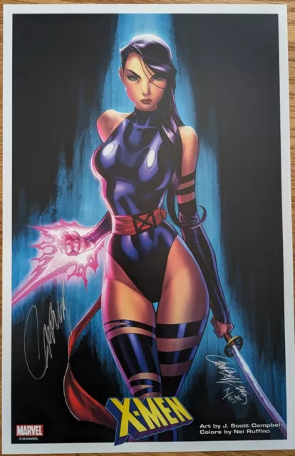 J. Scott Campbell Psylocke Art Print Signed Poster Comics X-Men Marvel Comics