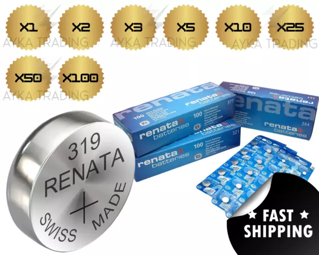 Renata Watch Battery 319 (SR527SW)- Swiss - x1 x2 x3 x5 x10 x25 x50 x100