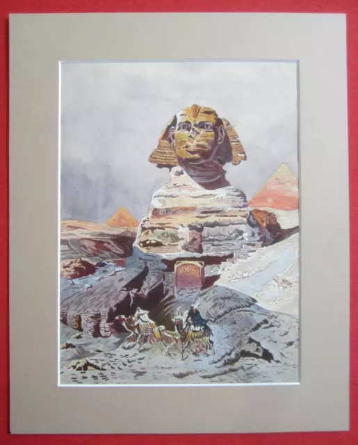 Orig. Aquarell Ägypten Egypt Gizeh Cairo Orient Pyramiden Sphinx Beduinen 1913