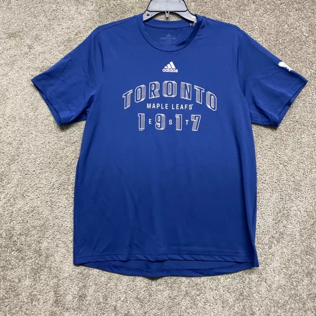 Toronto Maple Leafs Shirt Mens Medium Blue Adidas NHL Hockey Breathable