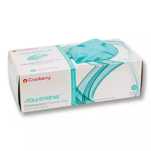 Cranberry CR3027 AquaPrene Chloroprene Exam Gloves Powder Free Medium 200/Box