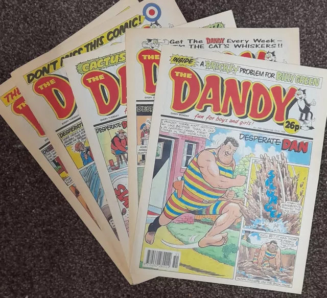 5x Dandy Comics from 1990 Very Good Condition B Graded Job Lot 90s 1990s Bundle