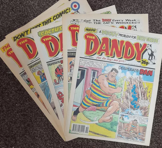 5x Dandy Comics from 1992 Very Good Condition B Graded Job Lot 90s 1990s Bundle
