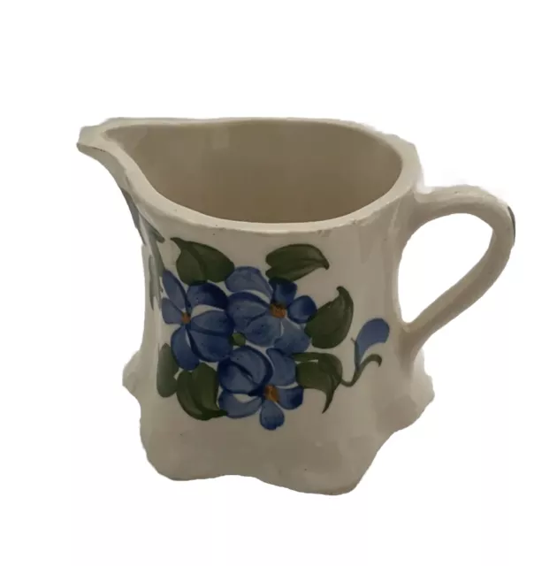 Cash Family Blue Floral  Hand painted   American Pottery 2.25 In.