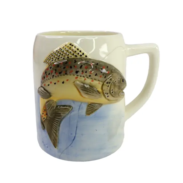 Trout Fish Belly Mug With Handle Collectible Cup Fishing Fisher Hobby Novelty