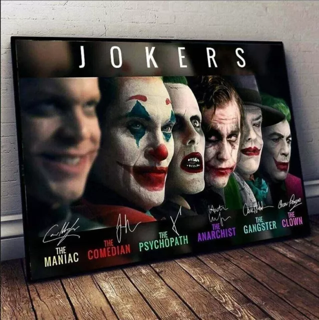 Joker Movie Phoenix Joker and Ledger Joker Signature Poster