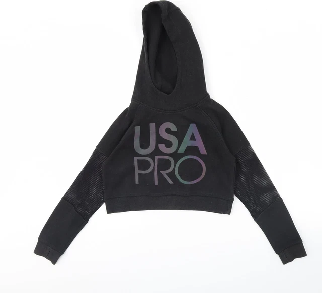USA Pro Girls Black  Cotton Pullover Hoodie Size 7 Years