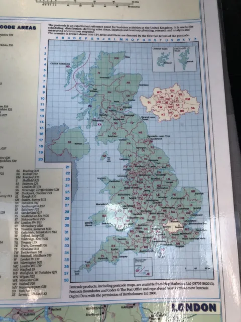 Large Laminated Map Of Great Britain Uk England Scotland Wales & Ireland Poster