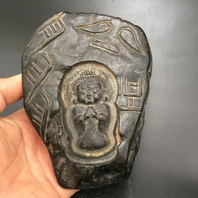 Old Chinese Hongshan Culture Meteorite Jade hand-carved Buddha Statue, A453