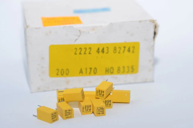 10 Condensatori A Film Philips 2,2nF 250V 5% – Tipo 2222 462 22202 – Polipropilene