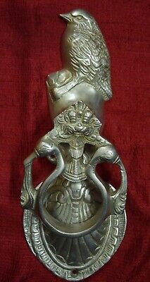 Brass Sparrow Bird Figure Door Knocker Handmade Antique Silver Gate Decor Bell