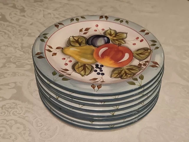 Set Of 8 Heritage Mint Black Forest Fruits 10 Inch Dinner Plates