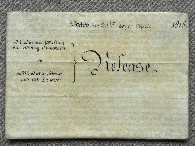 1818 indentured release ￼agreement, land at Calverley’s Plain, Tunbridge Wells