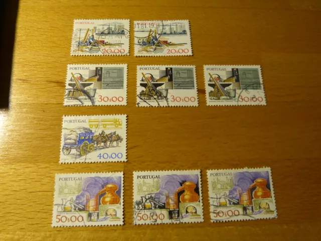 Lot Briefmarken Portugal 1979 Entwicklung Arbeitsmittel (M. 1431, 1492), gest.
