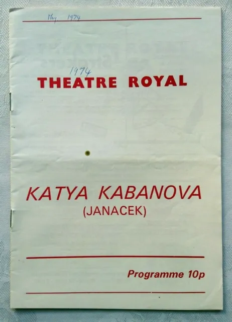 Sadler's Wells Opera Katya Kabanova Janacek Newcastle Theatre Programme 1974