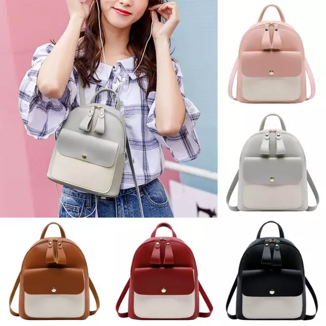 Womens Girls PU Leather Backpack Small Travel Shoulder Rucksack School Hand Bag!