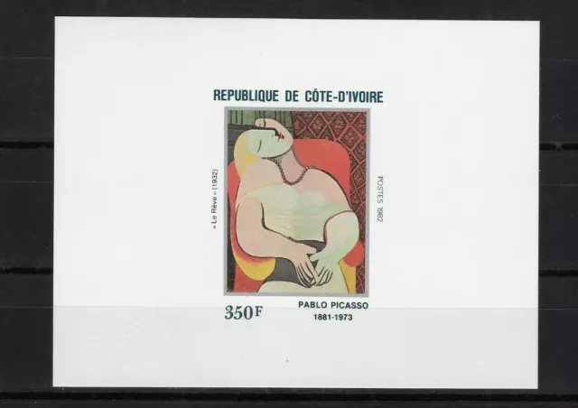 Briefmarken Motiv Picasso Elfenbeinküste ungezähnter Luxusblock