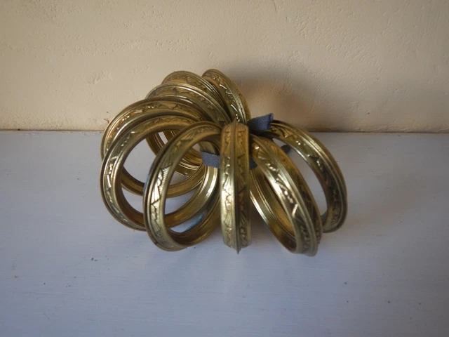 9 Large Antique French brass Curtain Rings