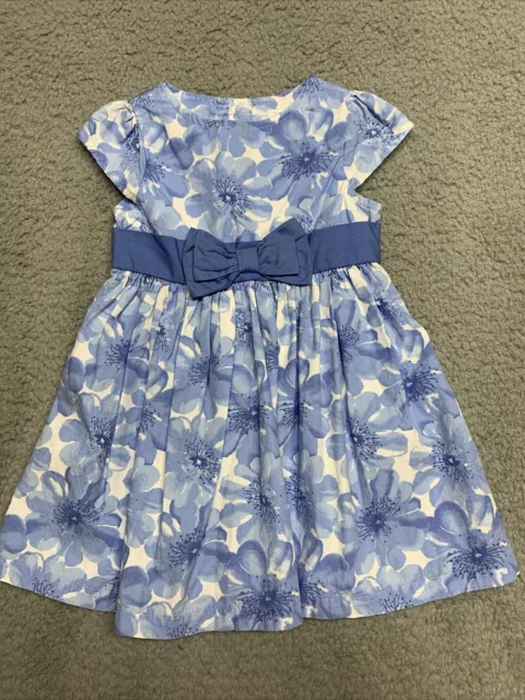 Gymboree Girls Size 12-18 Months Blue and White Dress Bow Floral Print Dress