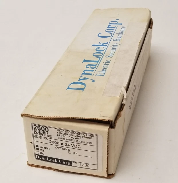 NEW DynaLock 2600 Series 650 lbs Single Mortise Electromagnetic Lock 24 VDC