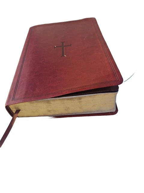 Large Print Personal Size Reference Bible, Brown Cross LeatherTouch, Red Letters