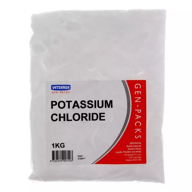 Potassium Chloride 1kg Horse Equine Supplement Health Vetsense Gen-Pack Value