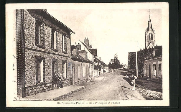 CPA Saint-Denis-les-Ponts, Rue Principale et l´Eglise